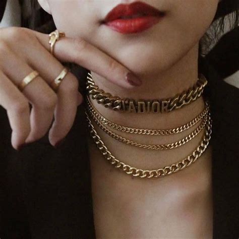 dainty dior necklace|dior choker necklace.